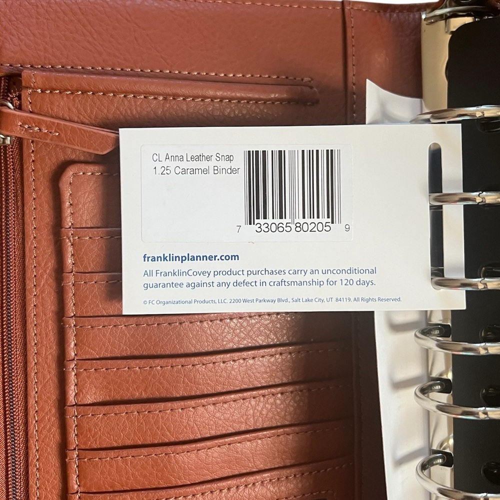Franklin Covey Anna Caramel Classic Leather Binder - Brand New - Picture 6 of 6